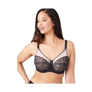 Wacoal Retro Chic Full Figure Underwire Bra Black White 32DDD